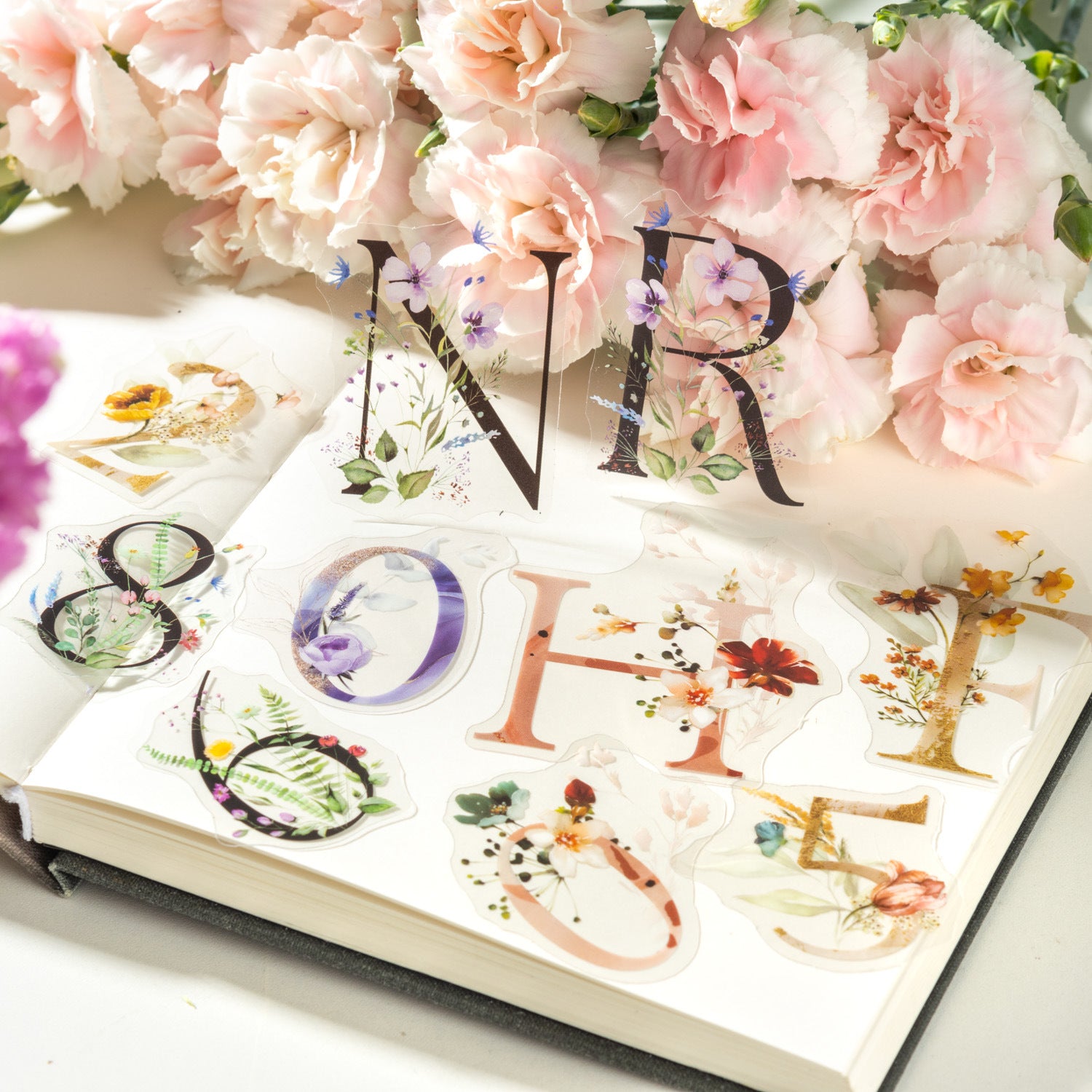 PET Sticker Set - Flower Flowing Light Series, 36 Sheets - ViktaShop