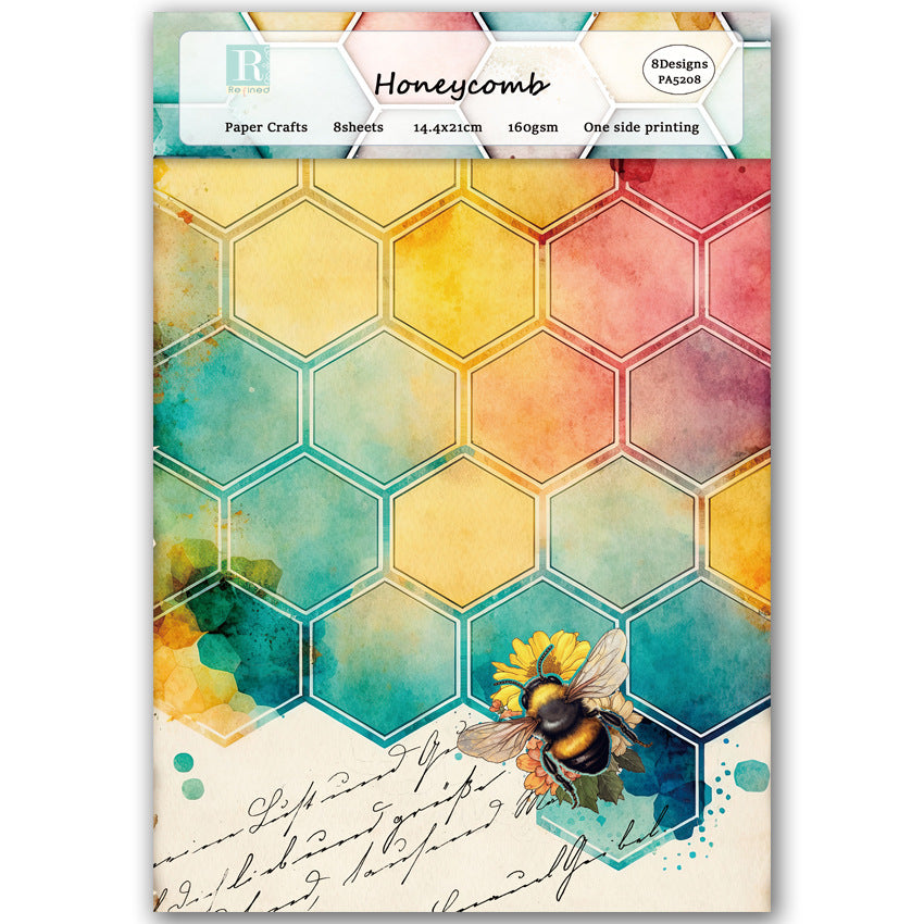 Honeycomb A5 Pattern Background Paper - 8 Sheets - ViktaShop
