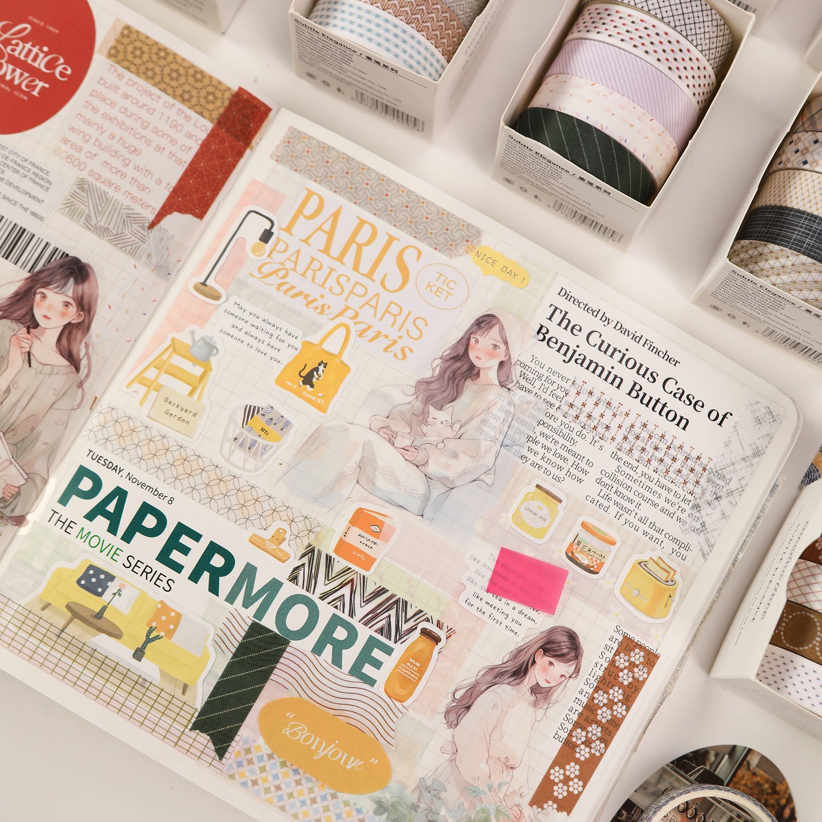 Plain Paper Washi Tape Set – Neutral Collage Series, 12 Options - ViktaShop