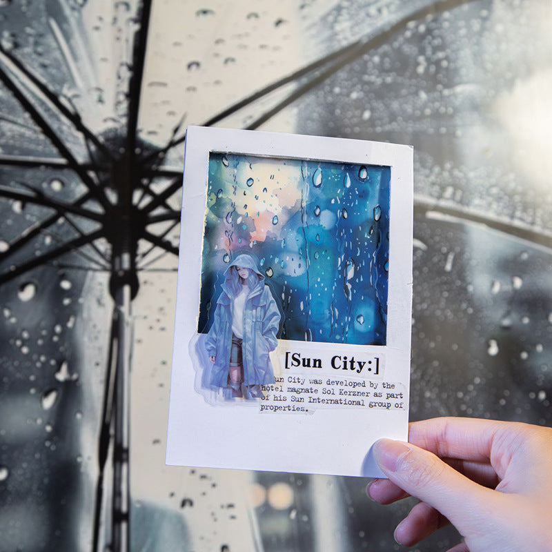 Rainy season time PET stickers 10 psc