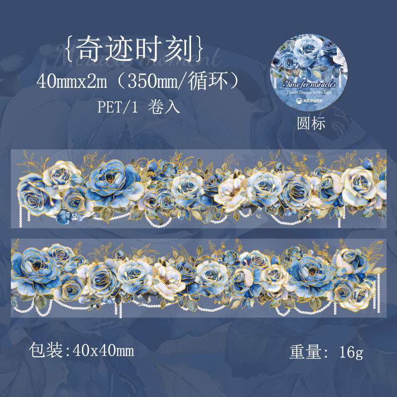 Flower Dream Rose Series – Transparent Waterproof PET Tape, 2m - ViktaShop