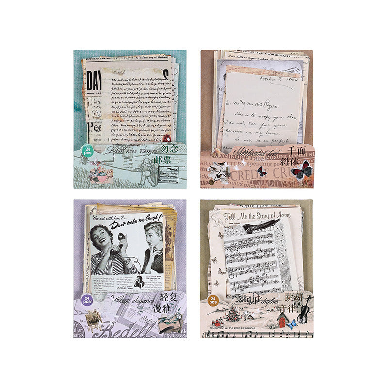 Retro Text Journal Material Stickers - English Background, 3 Options - ViktaShop