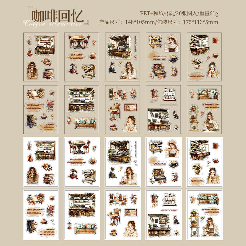 Dark Phantom Little Lucky Series Home Daily  Material Stickers  Book 20 Sheets 4 Styles