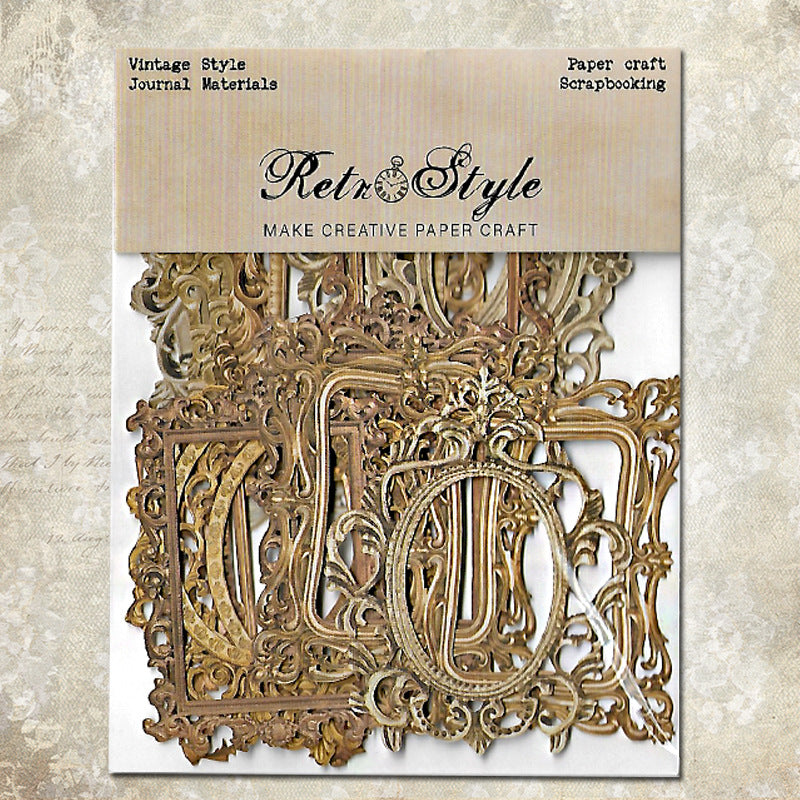 Retro Hollow Border Material Paper – Background Paper, 20 Pcs - ViktaShop