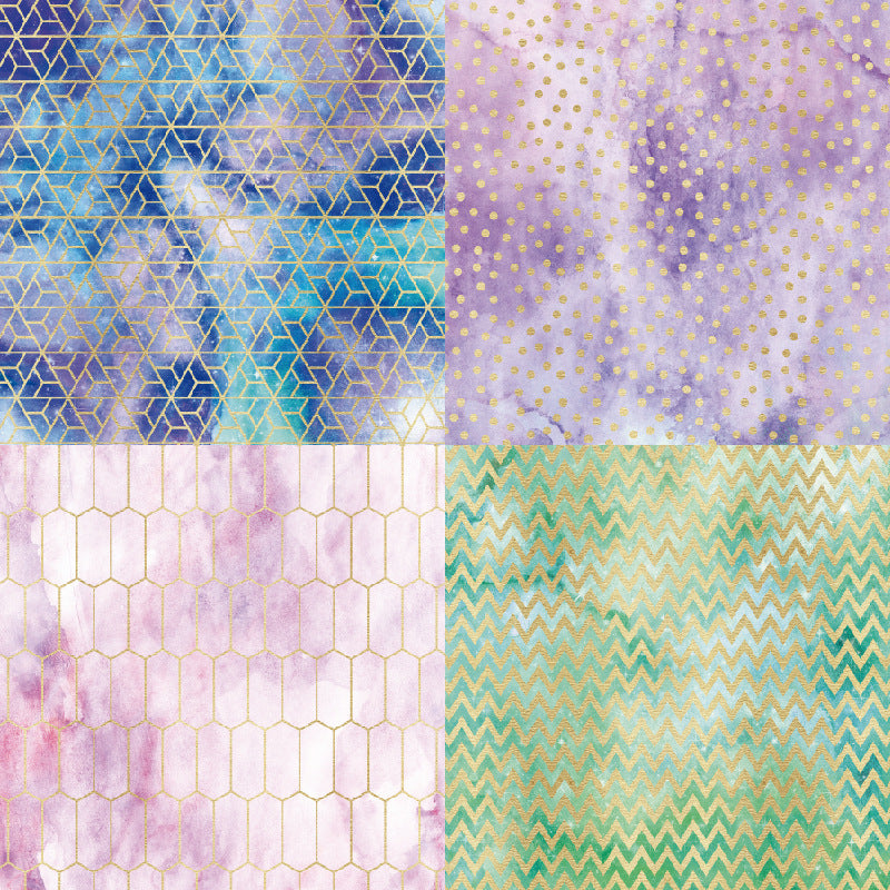 Purple Geometry Background Paper Single-Sided Pattern Paper - 24 Sheets - ViktaShop