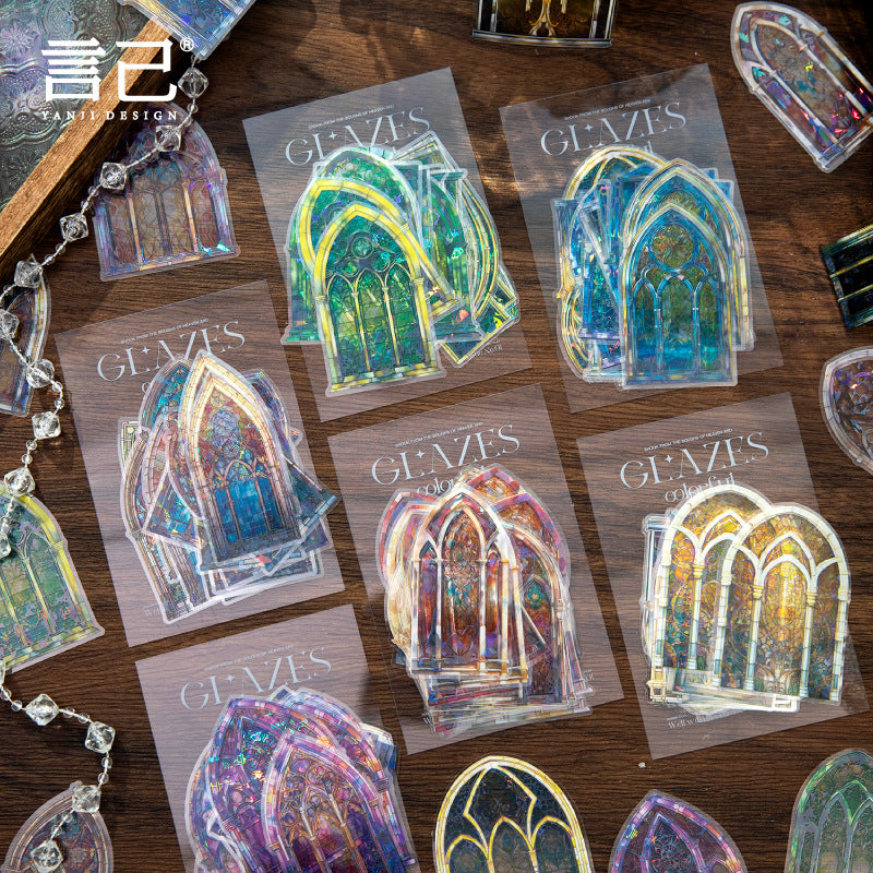 Colorful Glass Window – PET Sticker Pack, 6 Designs, 20 Pcs - ViktaShop