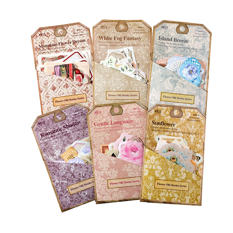 Flower Borderless Material Pack – Flower Old Stories Series, 40 Pcs - ViktaShop