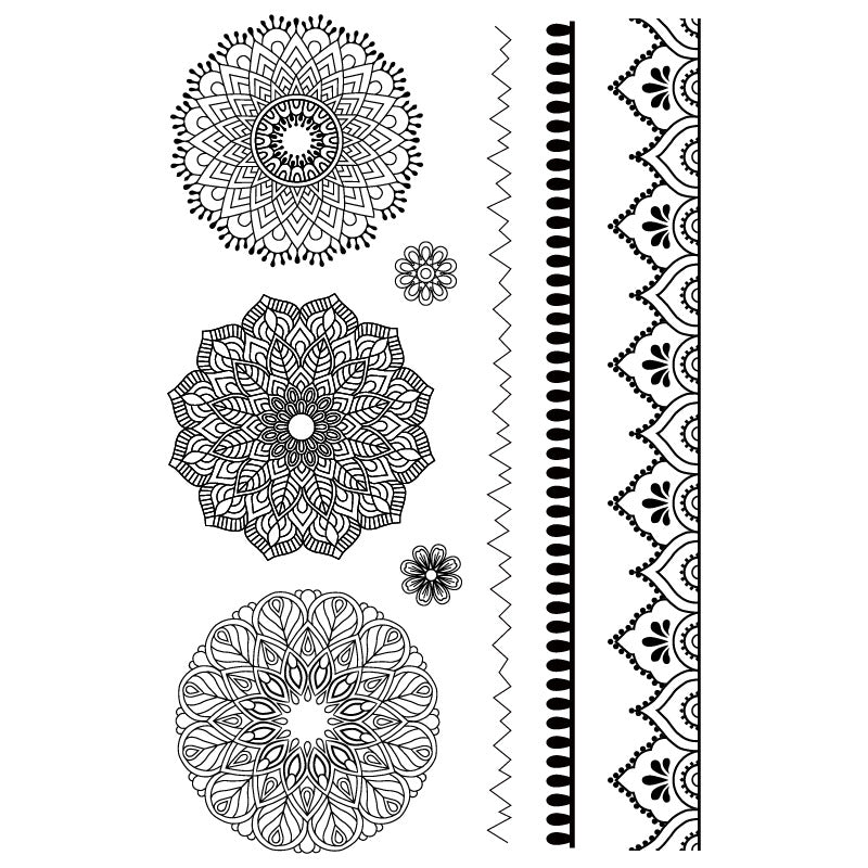 Transparent Silicone Stamp – Mandala Lace & Retro Character