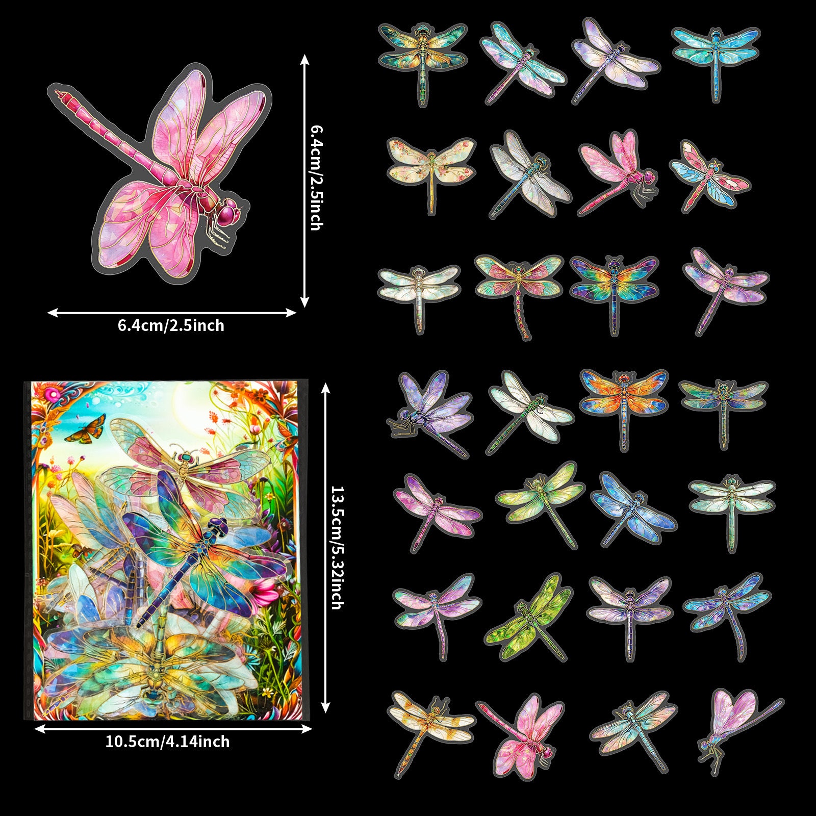 Dragonfly PET Stickers, 30 Pcs - ViktaShop