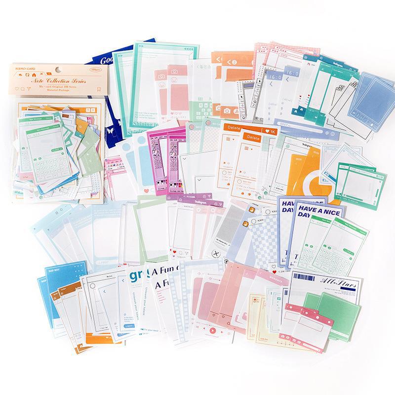 Note Set Series Material Bag, Retro Background Paper, 100 Pcs - ViktaShop