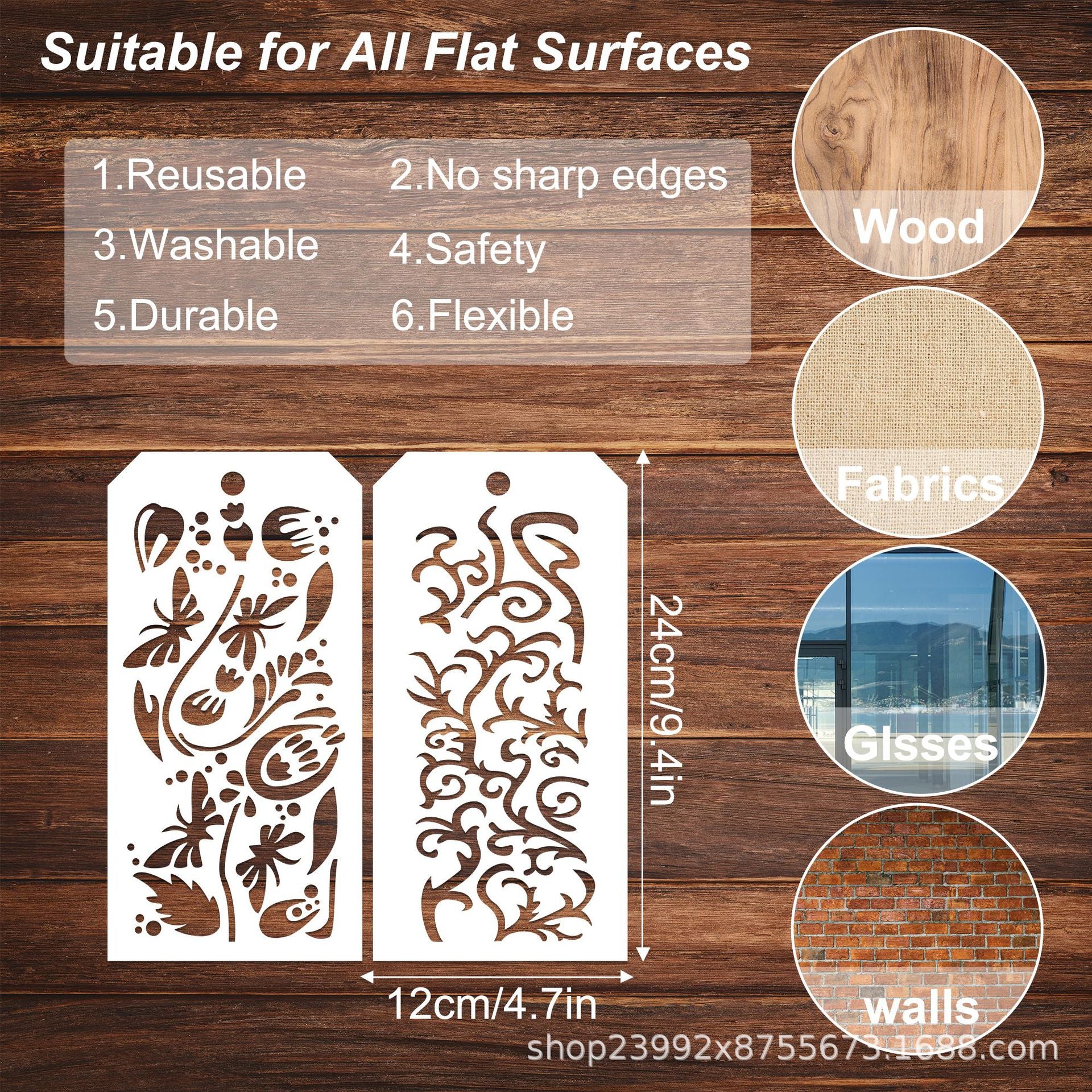 Flower & Leaf Texture Stencil Set, 10 Pcs - ViktaShop