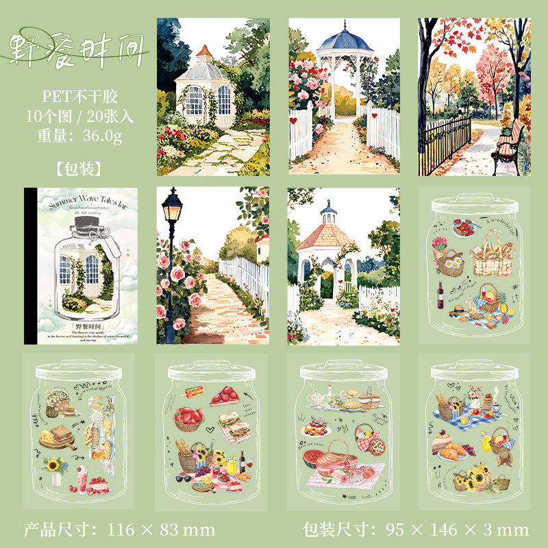 Summer Wave Bottle PET Sticker Book, 6 Options - ViktaShop