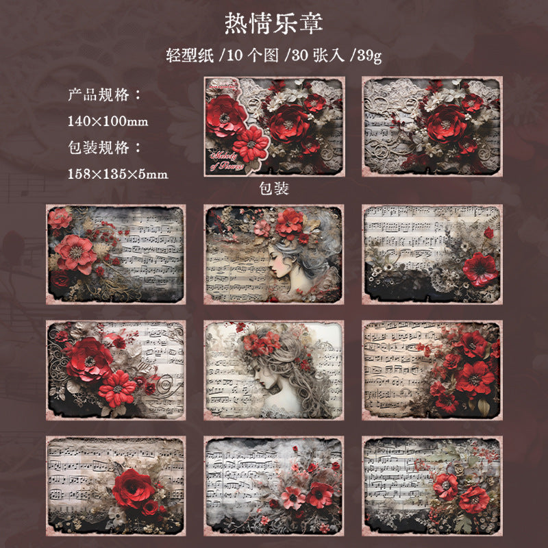 aterial Paper - Flower Melody Music Theme, 10 Pcs - ViktaShop