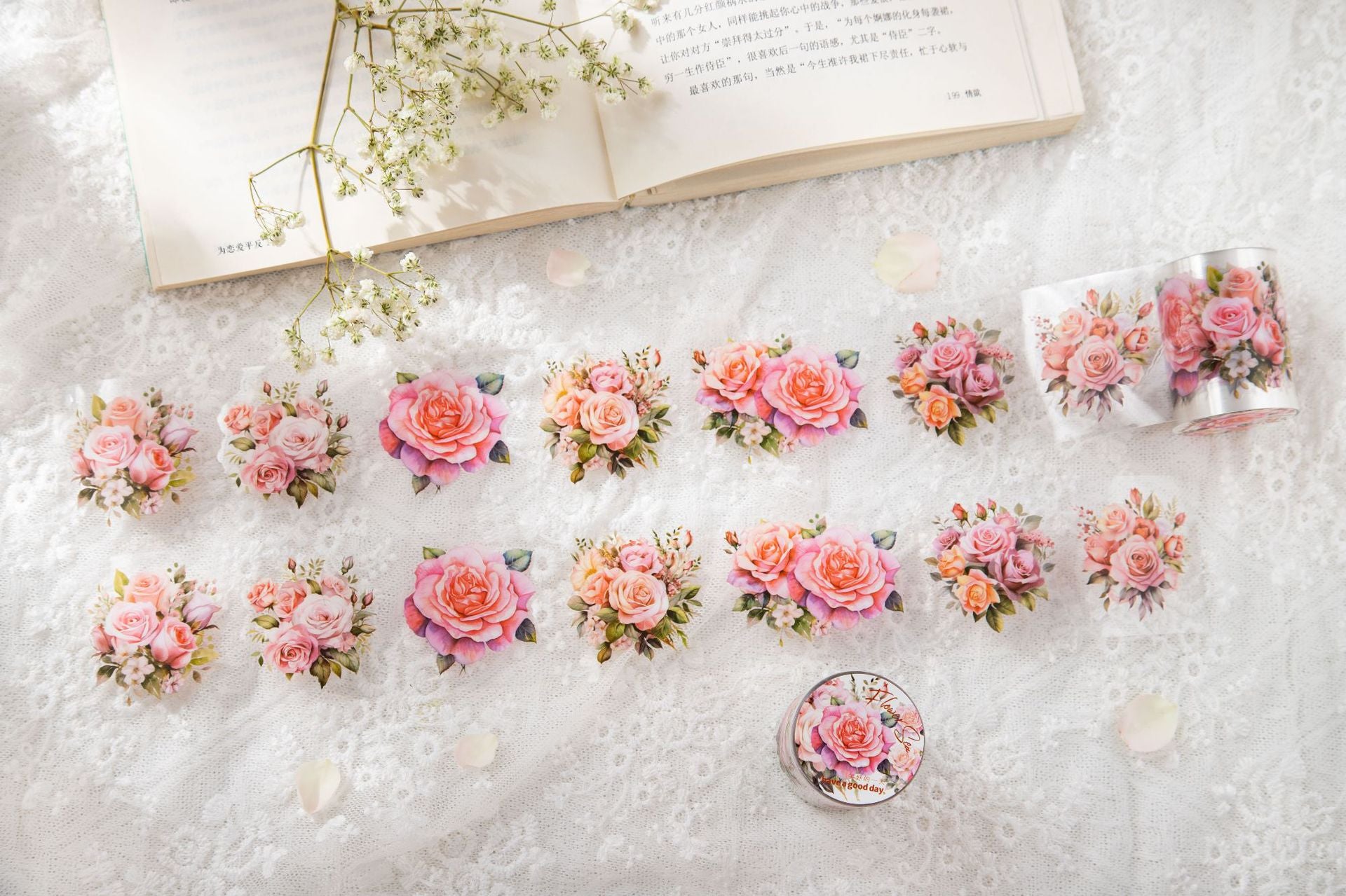Vintage Flower PET Tape for Scrapbooking - ViktaShop