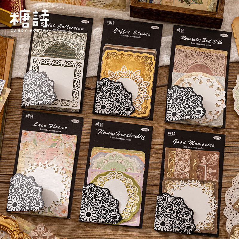 Note Paper – Lace Showroom Series, Retro Style, 6 Options - ViktaShop