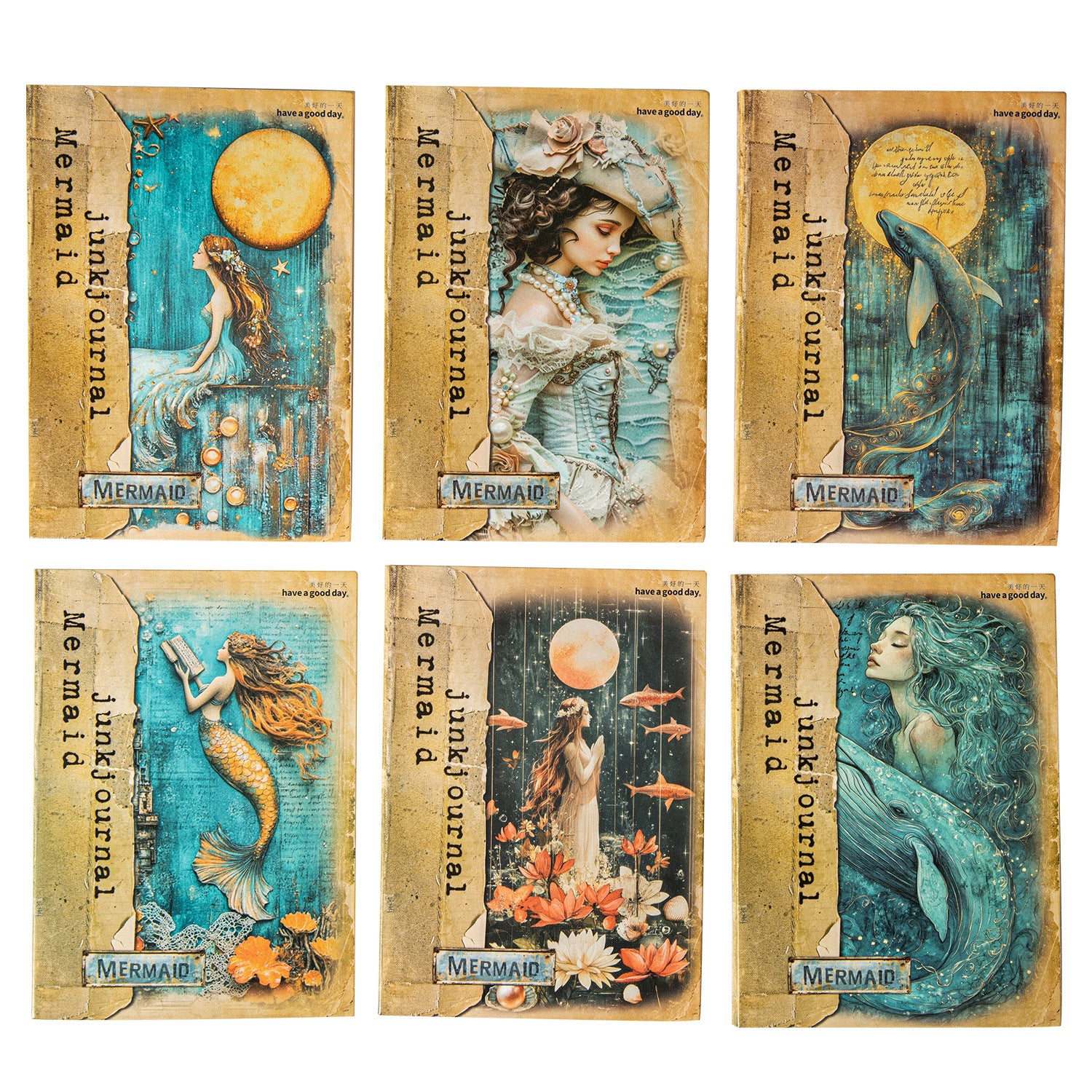 Beautiful Day Mermaid Diary Series Retro  Material Paper  6 Styles