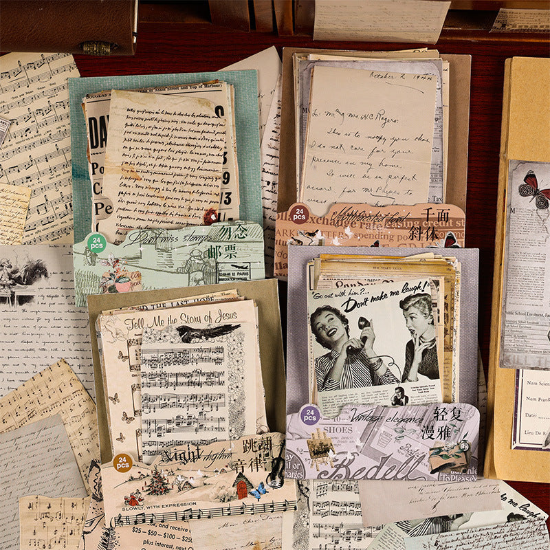 Retro Text Stickers – Journal Background Material - ViktaShop