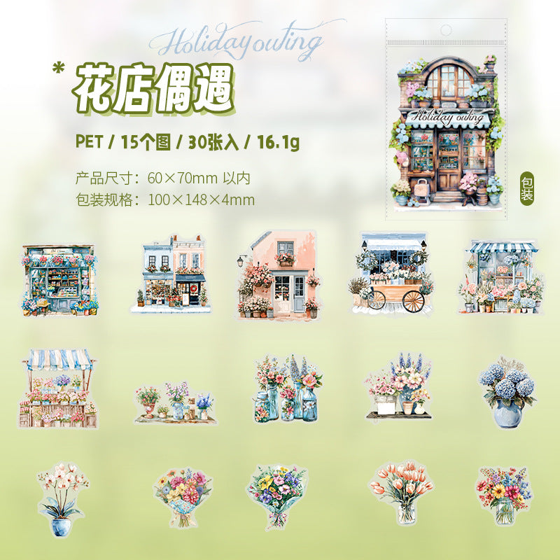 Holiday Travel Series Landscape Collage Material PET Stickers, 6 Options - ViktaShop