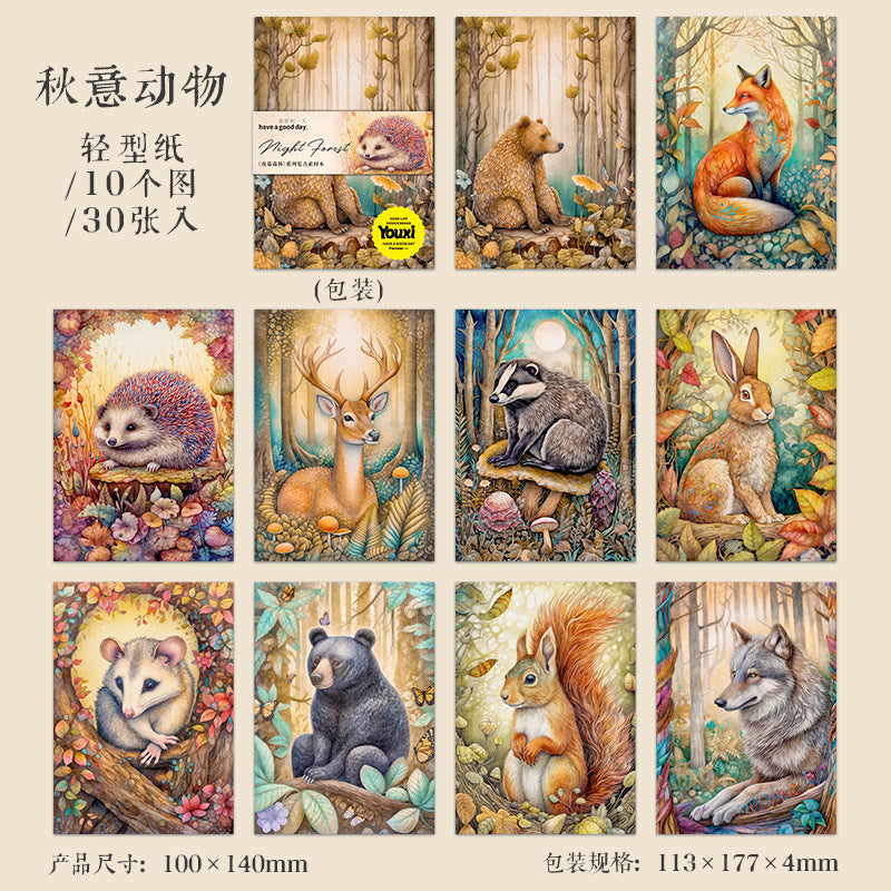 Night Forest Series Retro Material Book 6 Styles 30 sheets