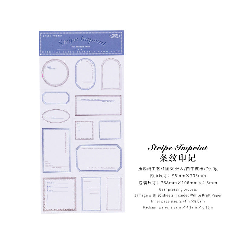 Time Recorder White Kraft Notepad - Pressed Line Series, 6 Options - ViktaShop