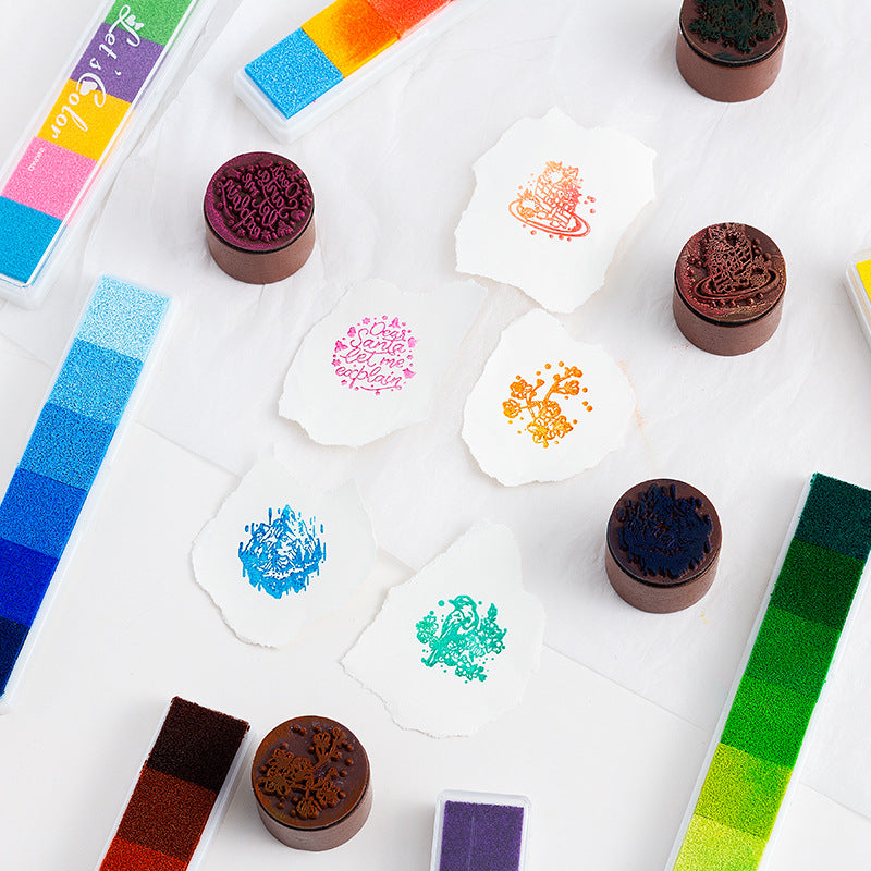 Long Strip Gradient Candy Color Ink Pad – 10 Small Pads DIY Multi-Color Printing - ViktaShop