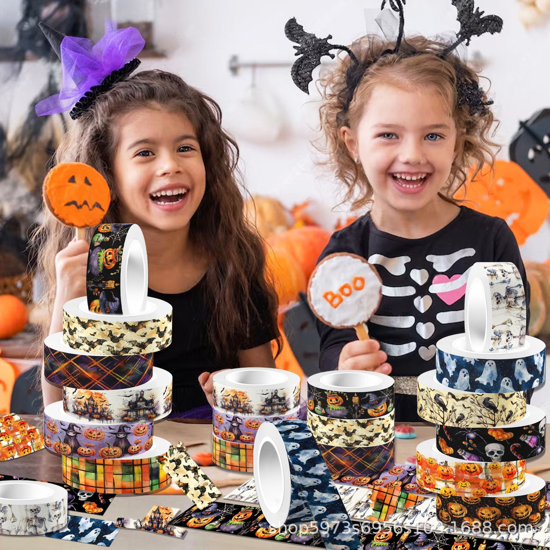 Halloween Cartoon Washi Tape – Pumpkin & Ghost Roll - ViktaShop