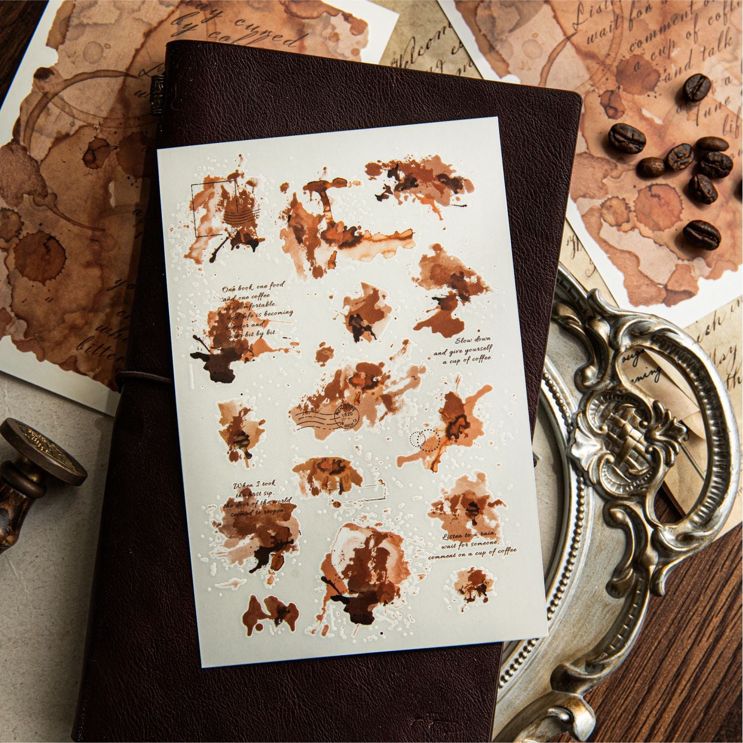 Retro Watercolor Water Cup PET Flat Stickers - ViktaShop