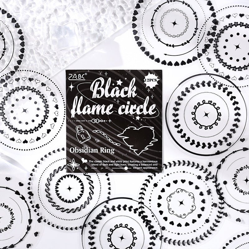 Obsidian Ring PET Sticker - Black & White Transparent DIY Decoration, 6 Options - ViktaShop