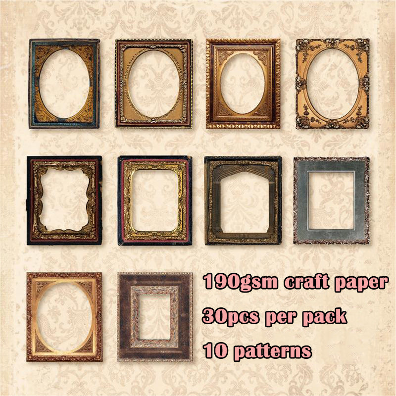 Retro Hollow Border Material Paper – Card Material Background Paper, 30 Sheets - ViktaShop