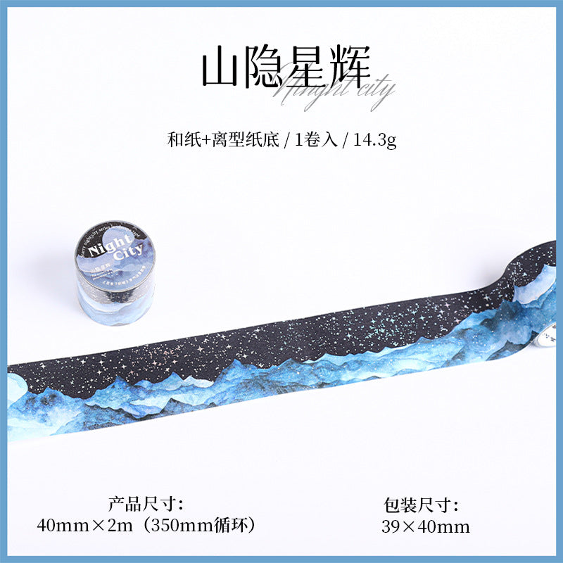 Hot Silver Landscaping Tape – Starry Night City, Dark Theme, 2m - ViktaShop