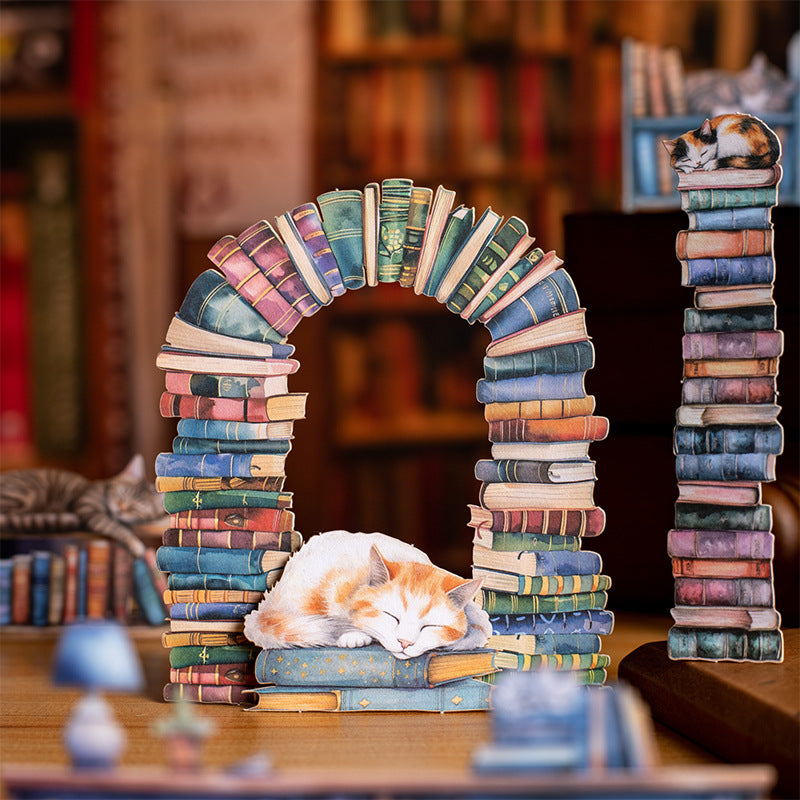 Books Cat Theme Stickers, 15 Pcs - ViktaShop