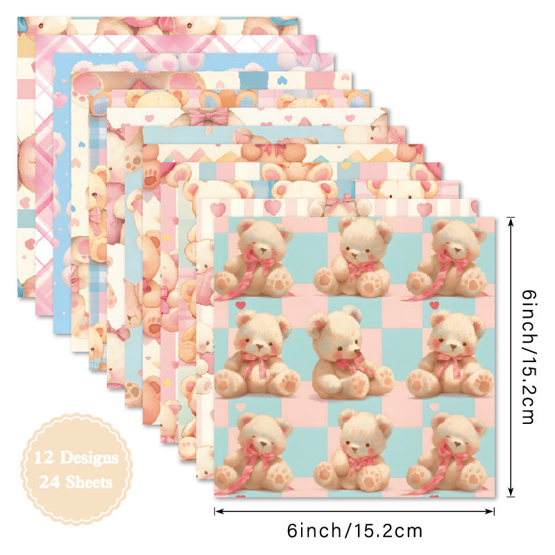 Cuddly Bears material paper background 10 sheets