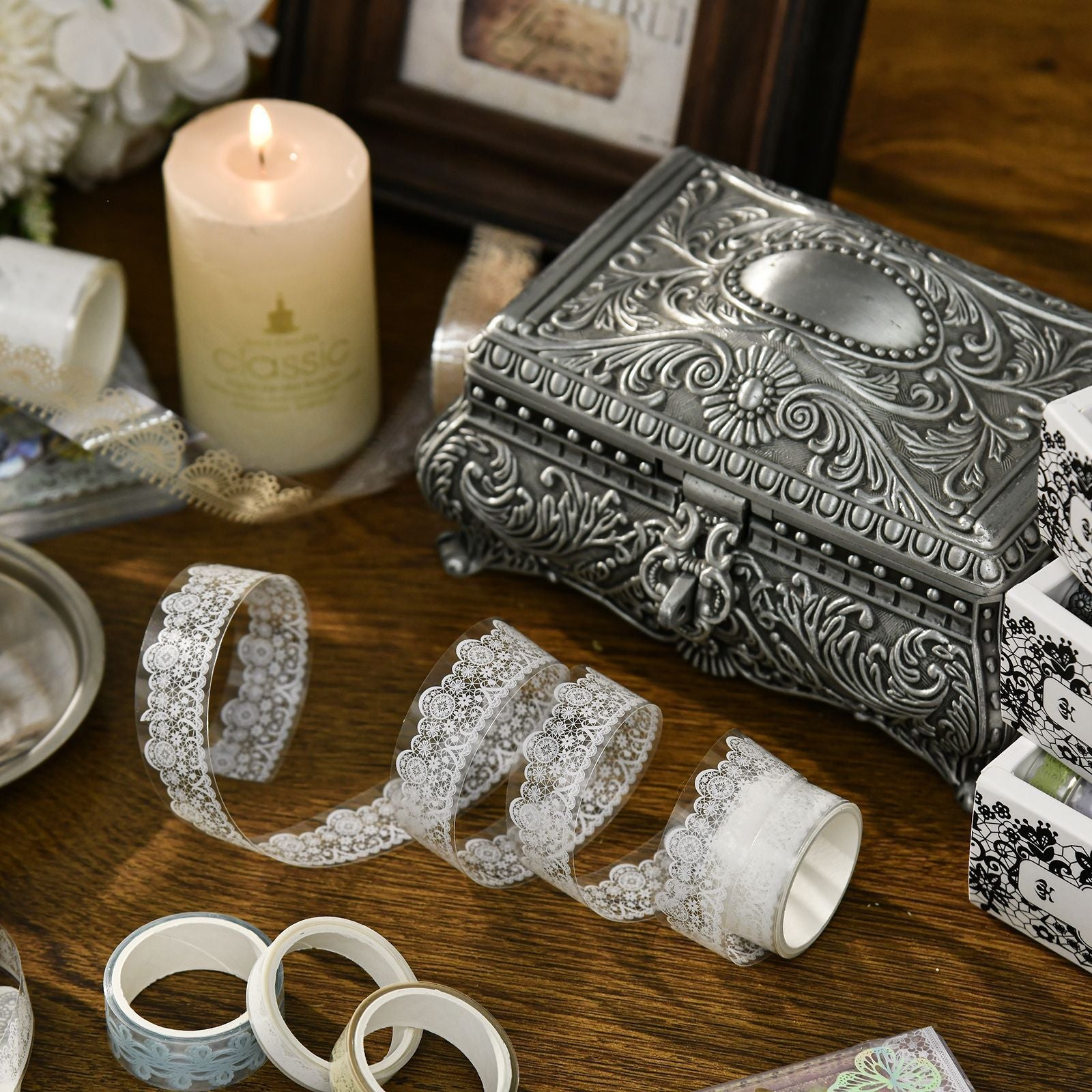 Floating Light Lace Series – Retro Style PET Tape Set, 6 Options - ViktaShop