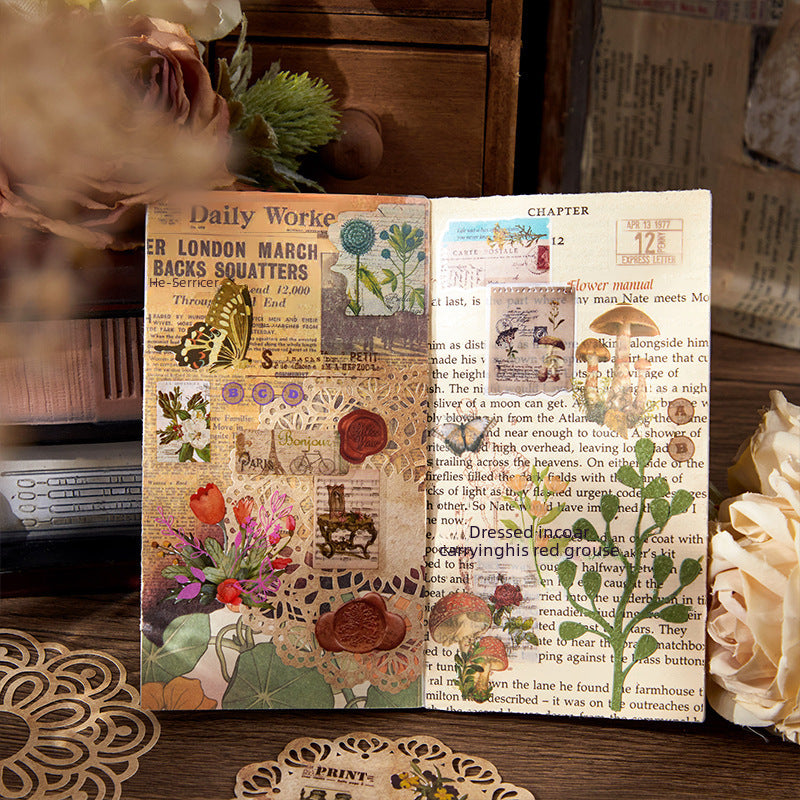 Retro Estate PET Sticker Gift Box – Floral & Plant Theme - ViktaShop