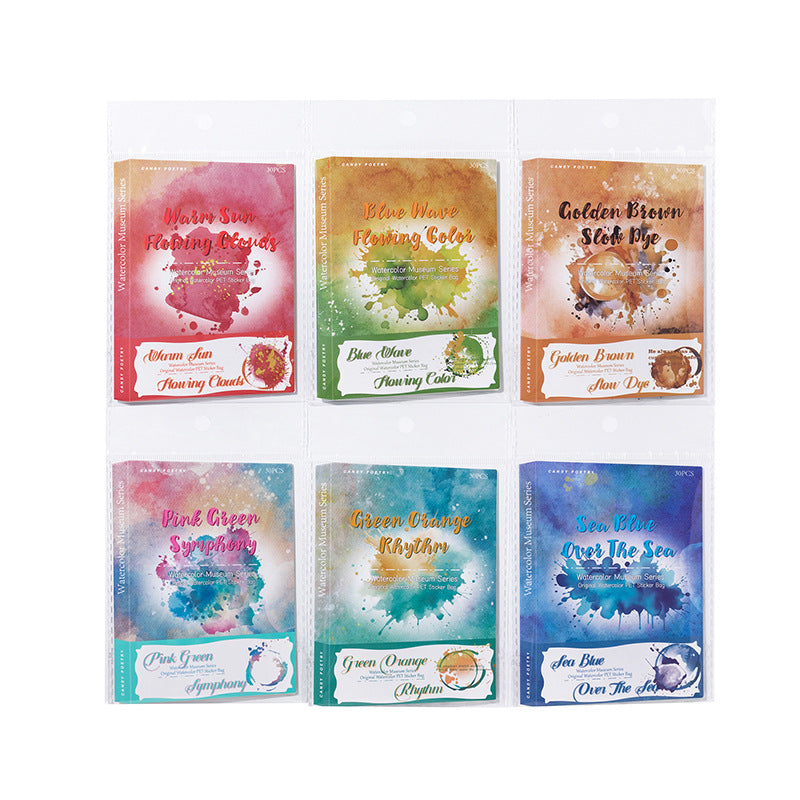 Sugar Poetry PET Sticker Pack Watercolor Series, 6 Options - ViktaShop