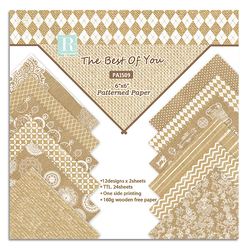 Gold DIY Scrapbook & Card Material Pattern Paper, Single-Sided - 24 sheets - ViktaShop