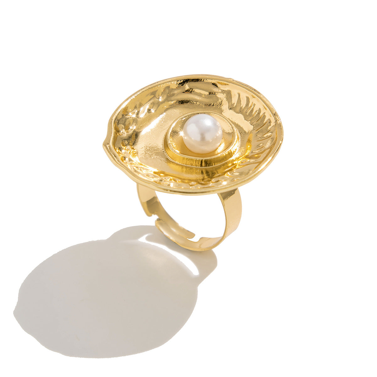 Liquid Metal Geometric Flower Ring, Irregular Hollow Design - ViktaShop