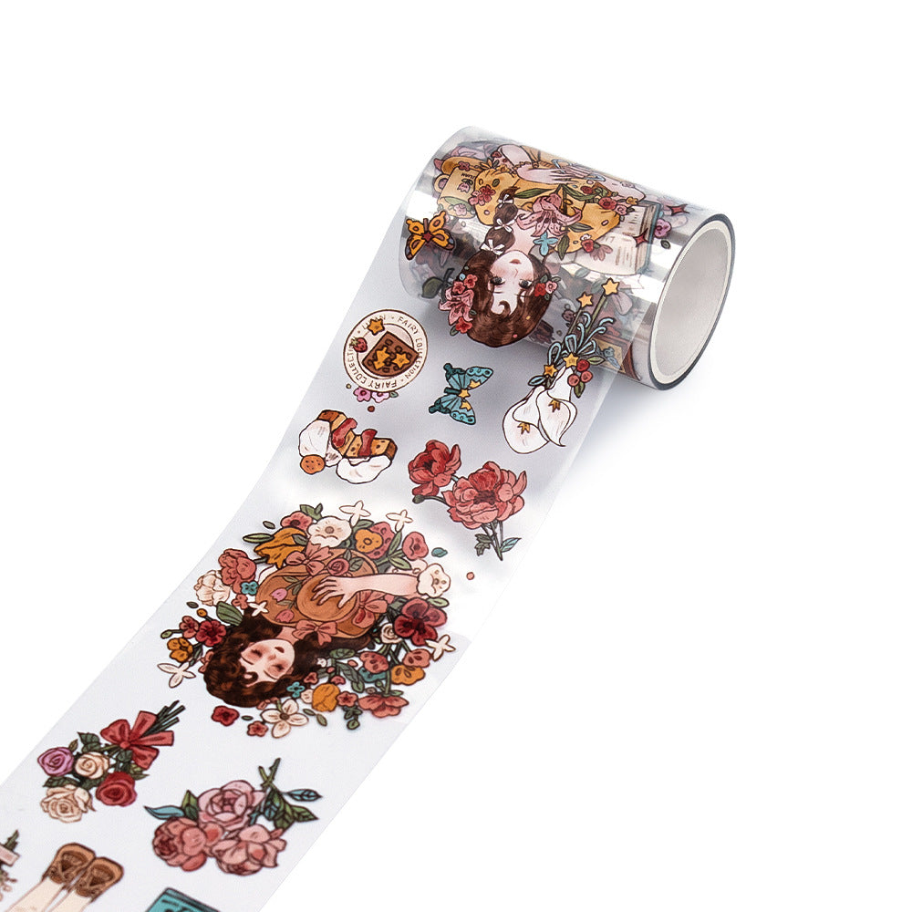 Modern PET Tape – Character Collage, Small Fresh Flowers - 2m - ViktaShop