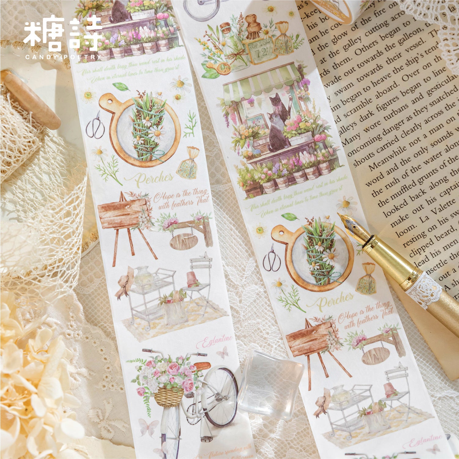 Paper Stickers – Sugar Poetry Heart Flower Shop Series, 6 Options - ViktaShop