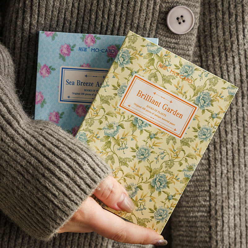 Book of Plants Series, Retro Floral Background Paper, 4 Options - ViktaShop