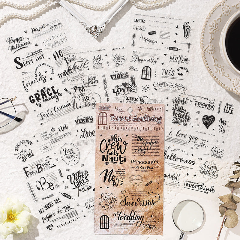 Text PET Stickers 6 psc