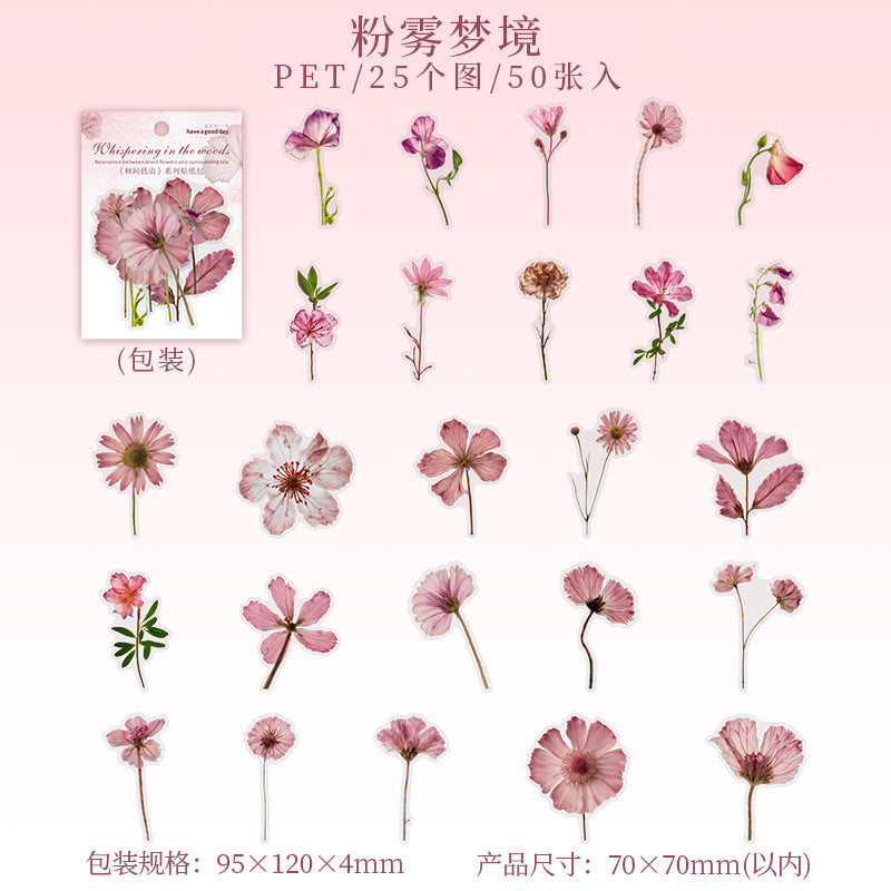PET Sticker – Forest Whisper Retro Flower Series, 4 Options - ViktaShop