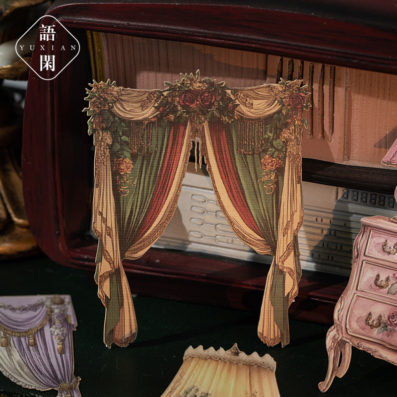 Curtain Garden Series - Hard Card Stickers, 10 Pcs - ViktaShop
