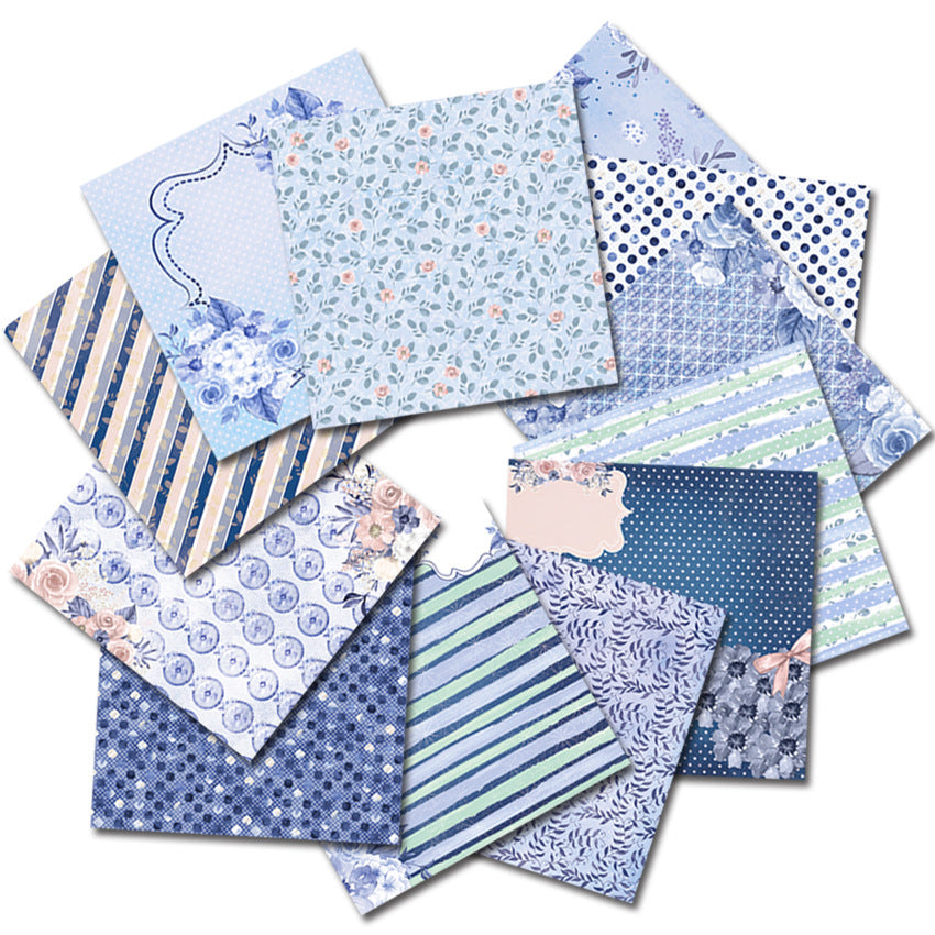 Blue Garden DIY Background Pattern Paper - 24 Sheets - ViktaShop