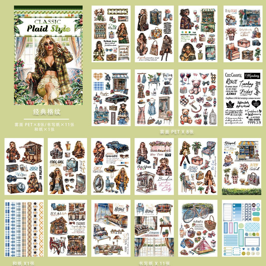 Retro European & American Style Character Sticker Book – Fog, Creative Decoration - ViktaShop