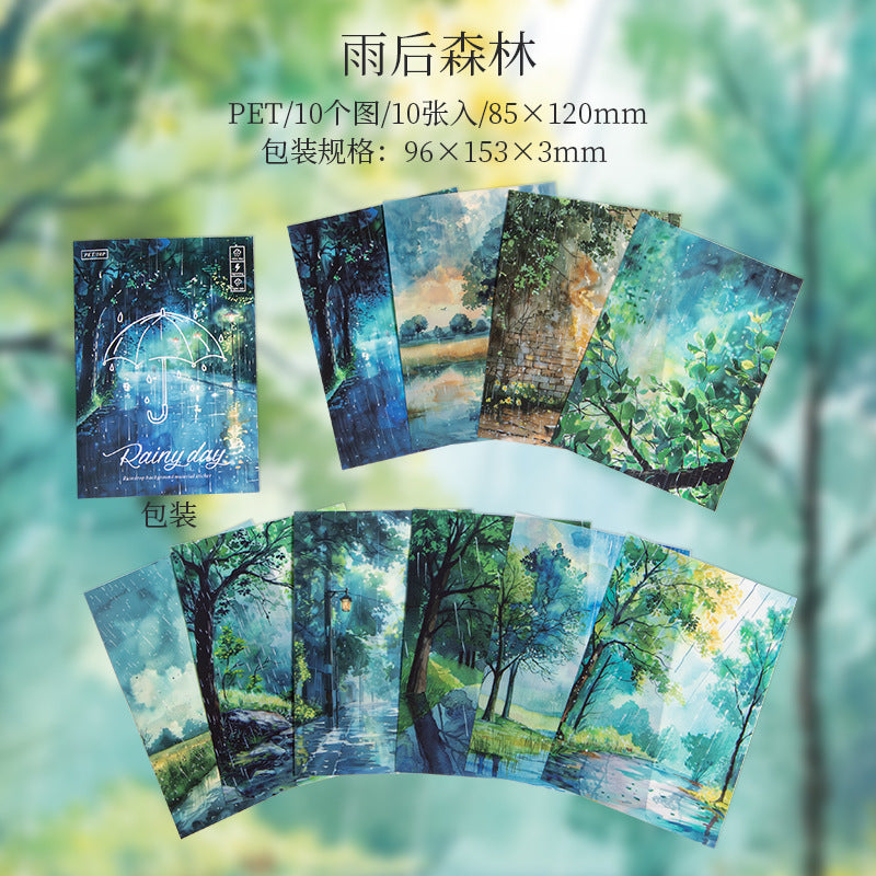 Rainy season time PET stickers 10 psc
