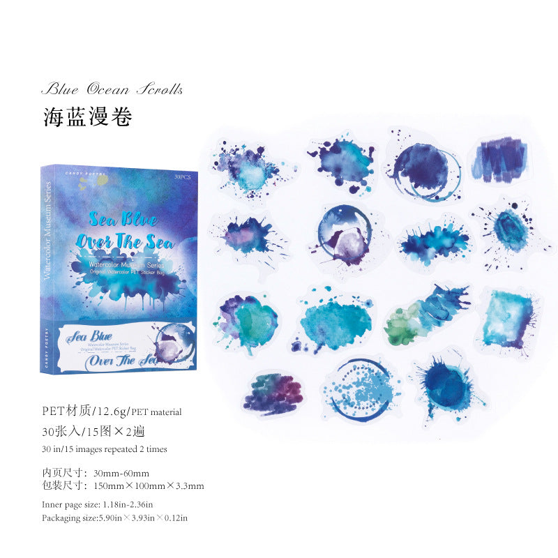 Sugar Poetry PET Sticker Pack Watercolor Series, 6 Options - ViktaShop