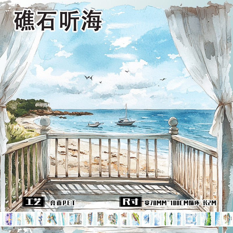 Landscape, Girl character PET Tape Die-cut 2m