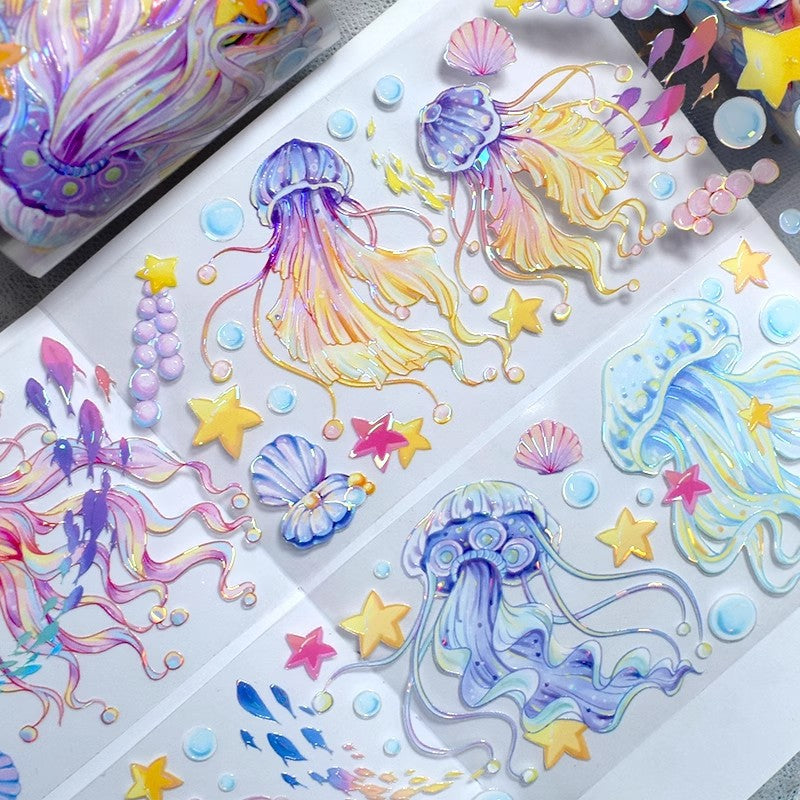 Mermaid Collage PET Tape Set - Floral & Shell DIY Stickers, 2m - ViktaShop