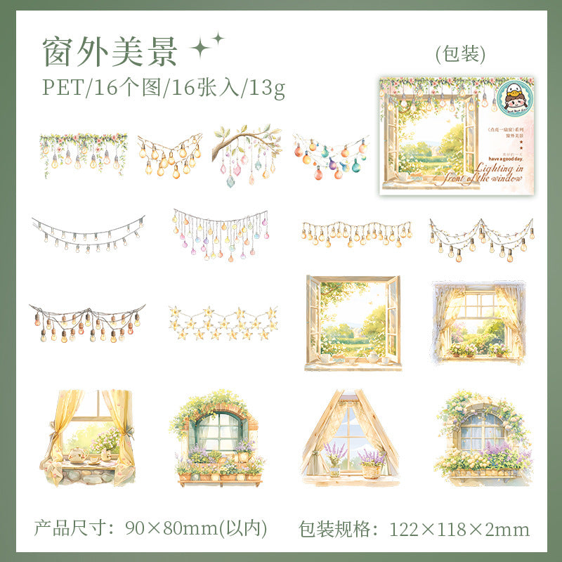 Double White Ink PET Sticker Pack - Window Frame Lighting, 6 Options - ViktaShop